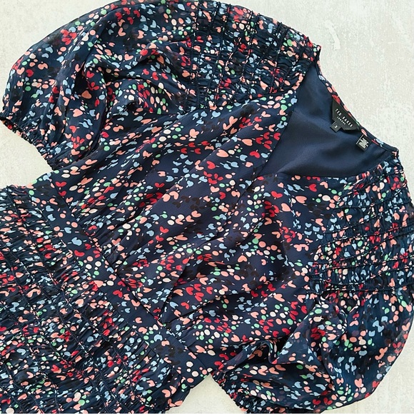 Ted Baker Casidee Heart Print Puff Sleeve Chiffon Mini Dress, Size US 6 - Picture 6 of 12